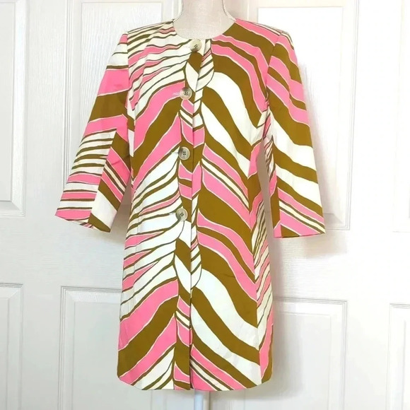 Trina Turk Pink Zebra Dress Coat - Picture 1 of 7